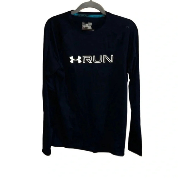 Under Armour Navy Blue Long Sleeve Run Shirt Size Small - Picture 2 of 6